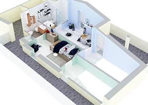 render interni case appartamenti arredo 3d